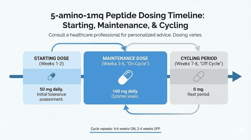 5-amino-1mq dosage protocol timeline and cycling guide chart