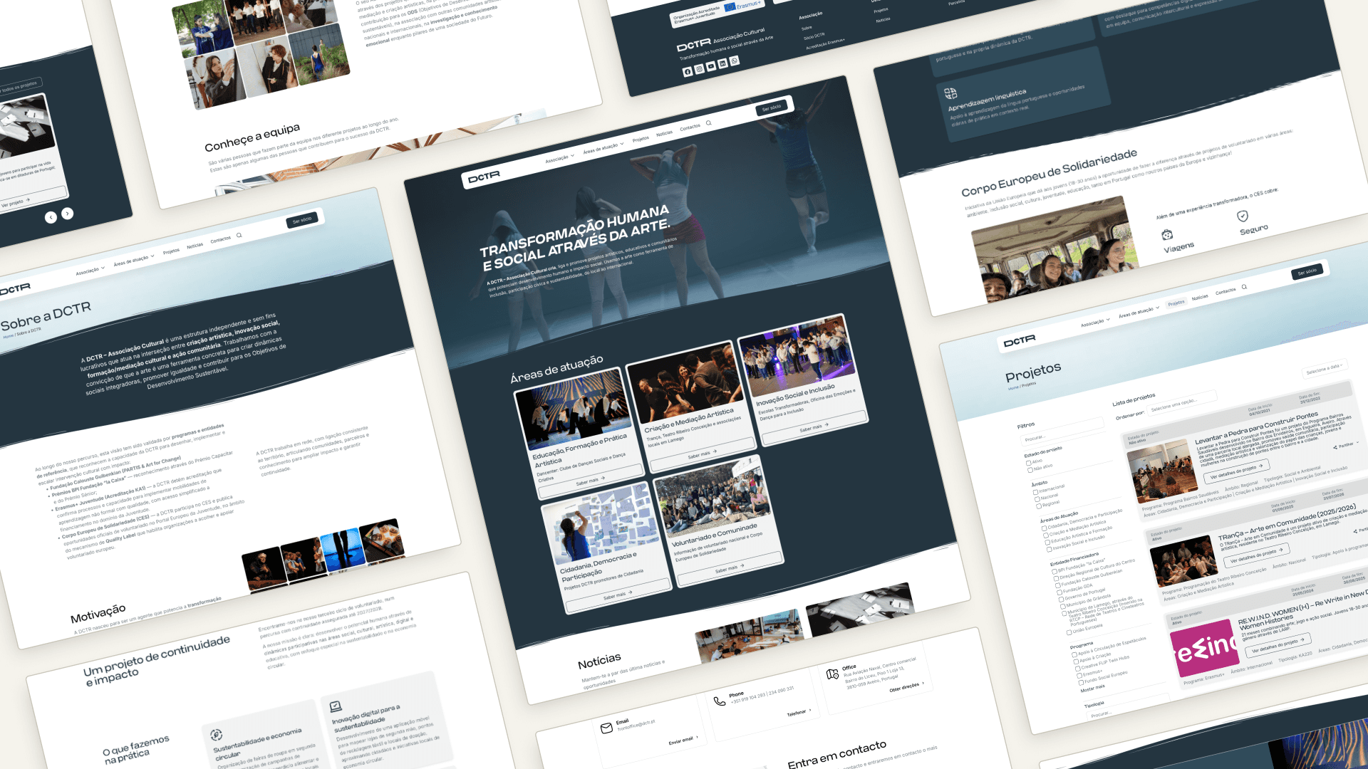 Tilted grid with web pages from DCTR's website