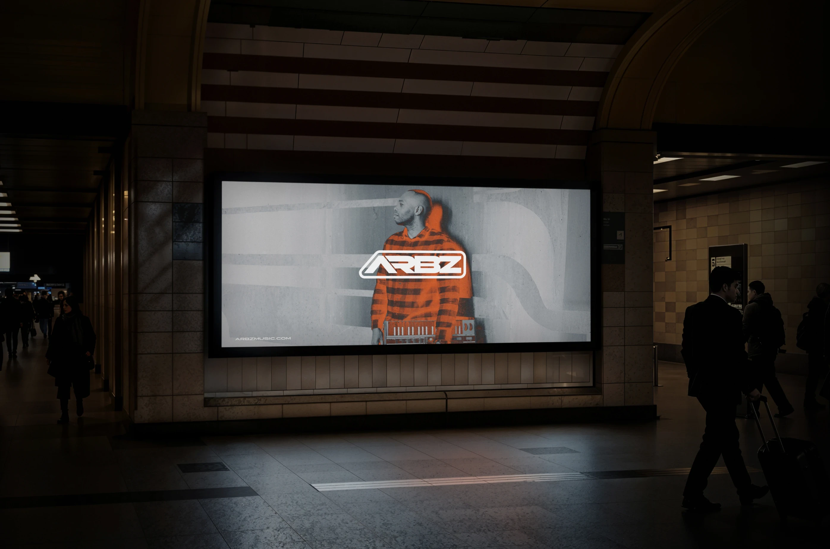 ARBZ — Large outdoor screen with ARBZ photo and logo — Event branding