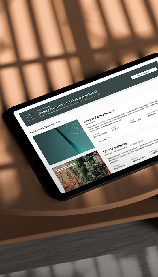 A tablet on a table that shows the Crowd Street platform