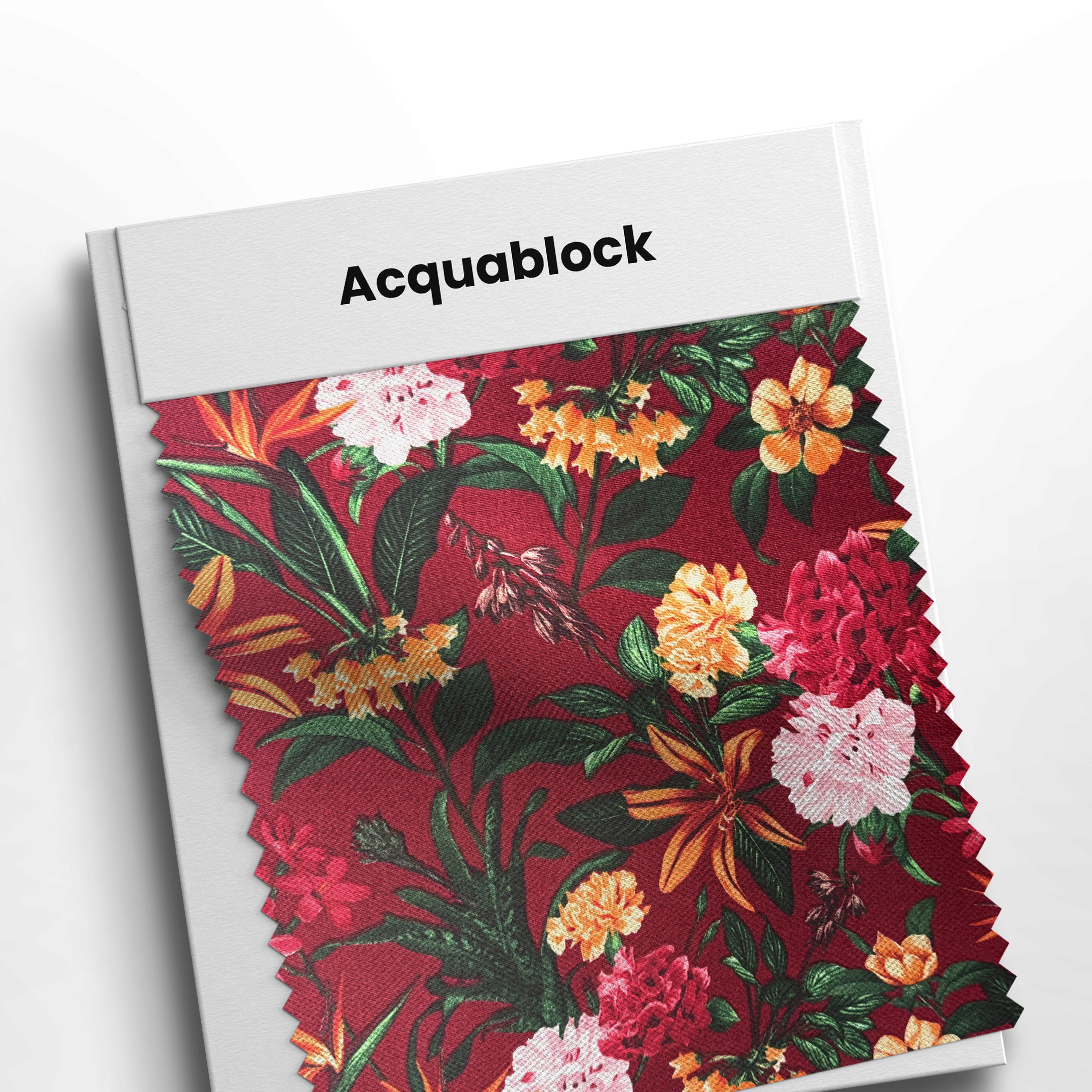 mostruario com tecido tropical vermelho