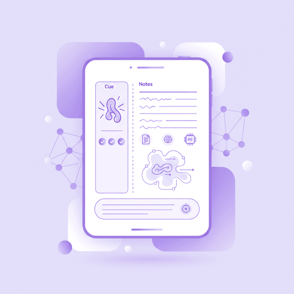 Digital science Cornell notes examples drawn on a tablet