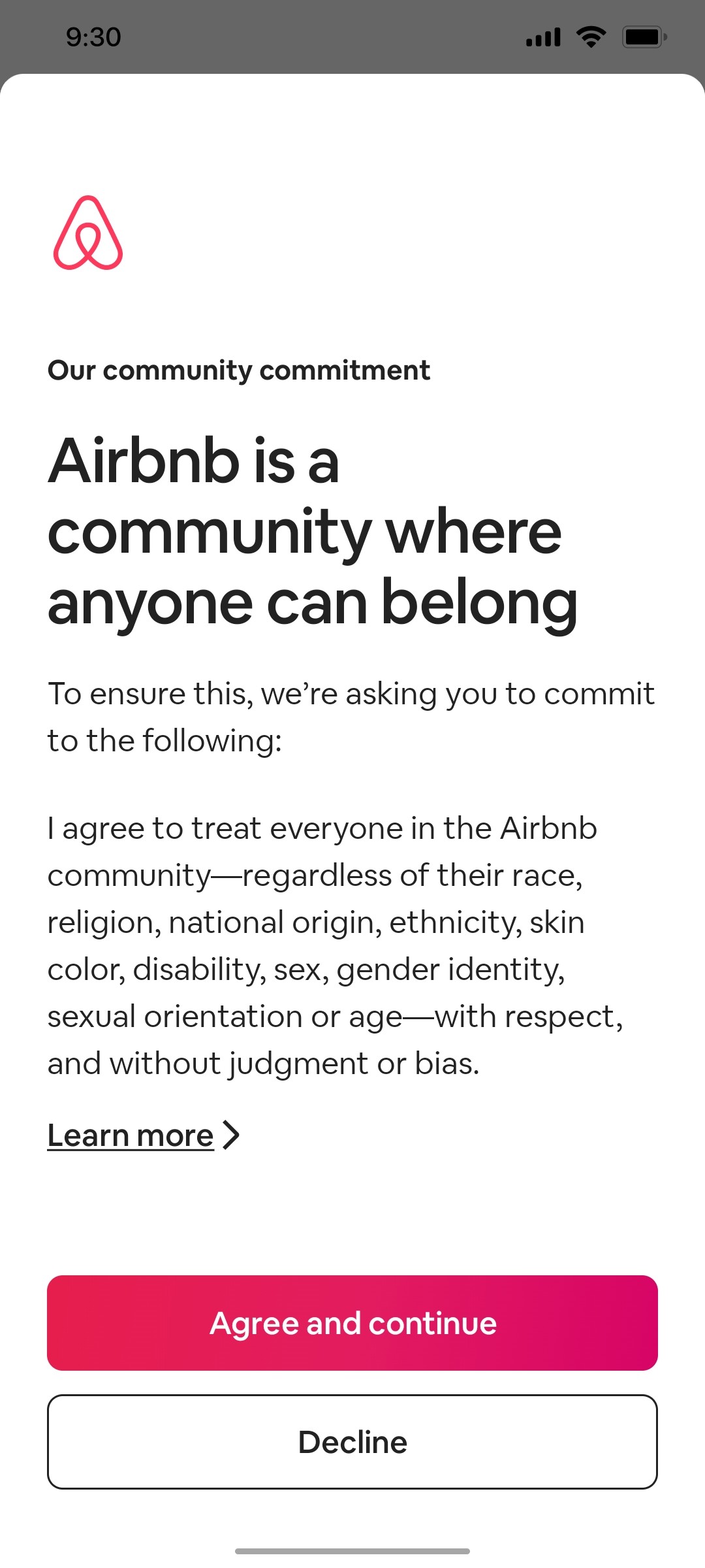 Airbnb Agree Screens