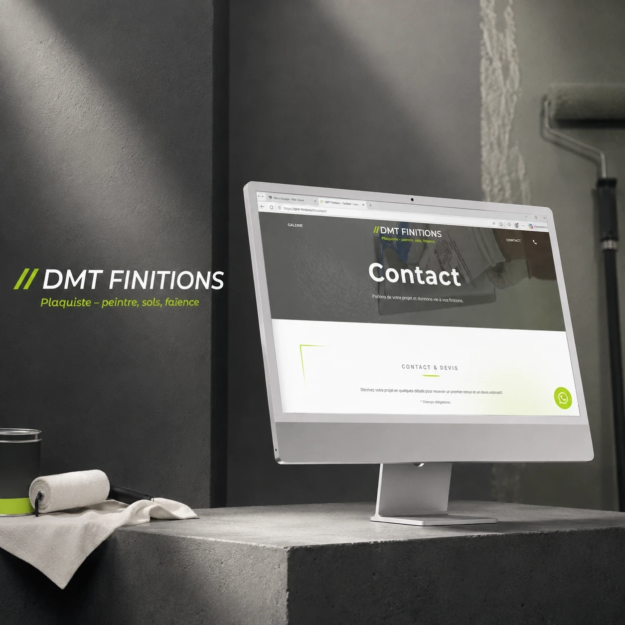 Site web DMT Finitions sur ordinateur