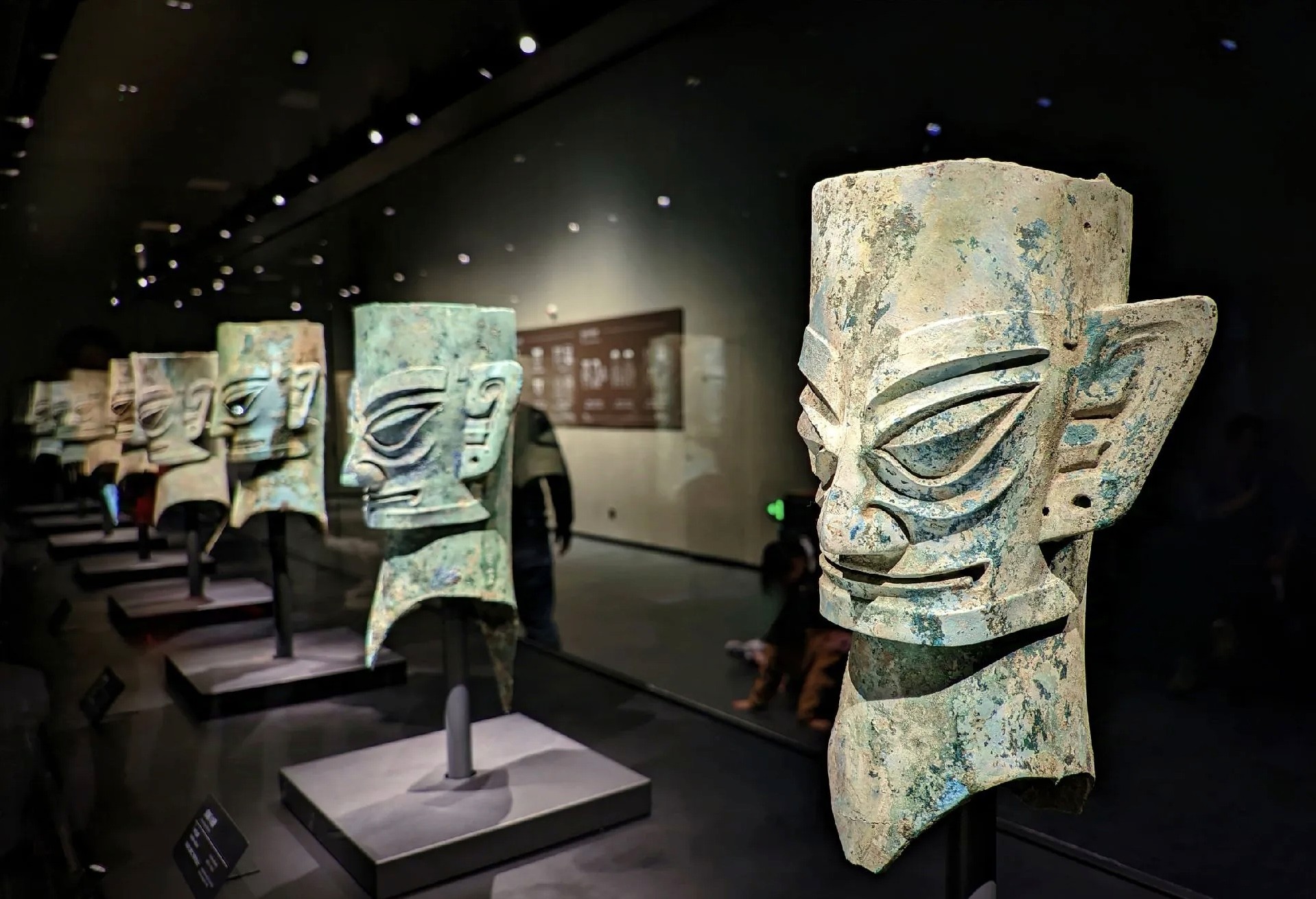 Bronze human head relics at Jinsha Site Museum