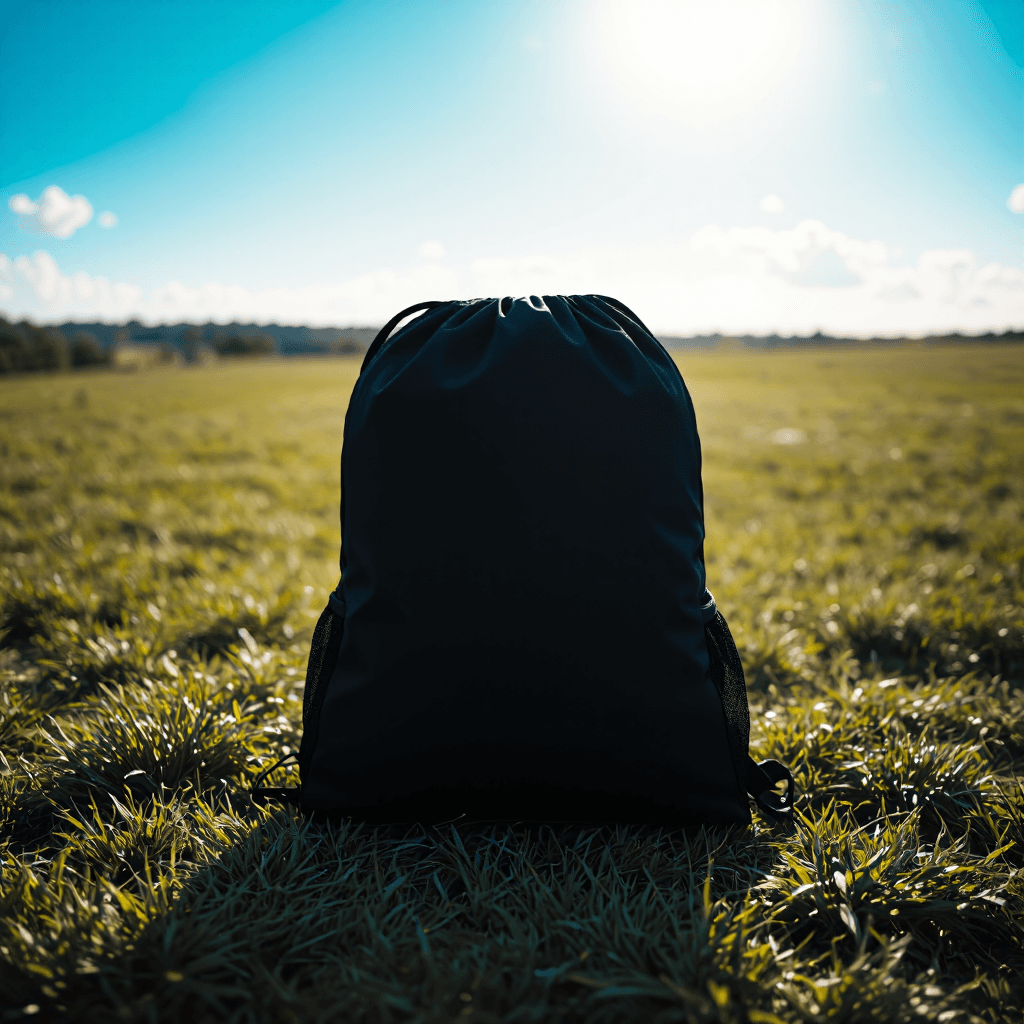 product photography of a drawstring backpack for casual use