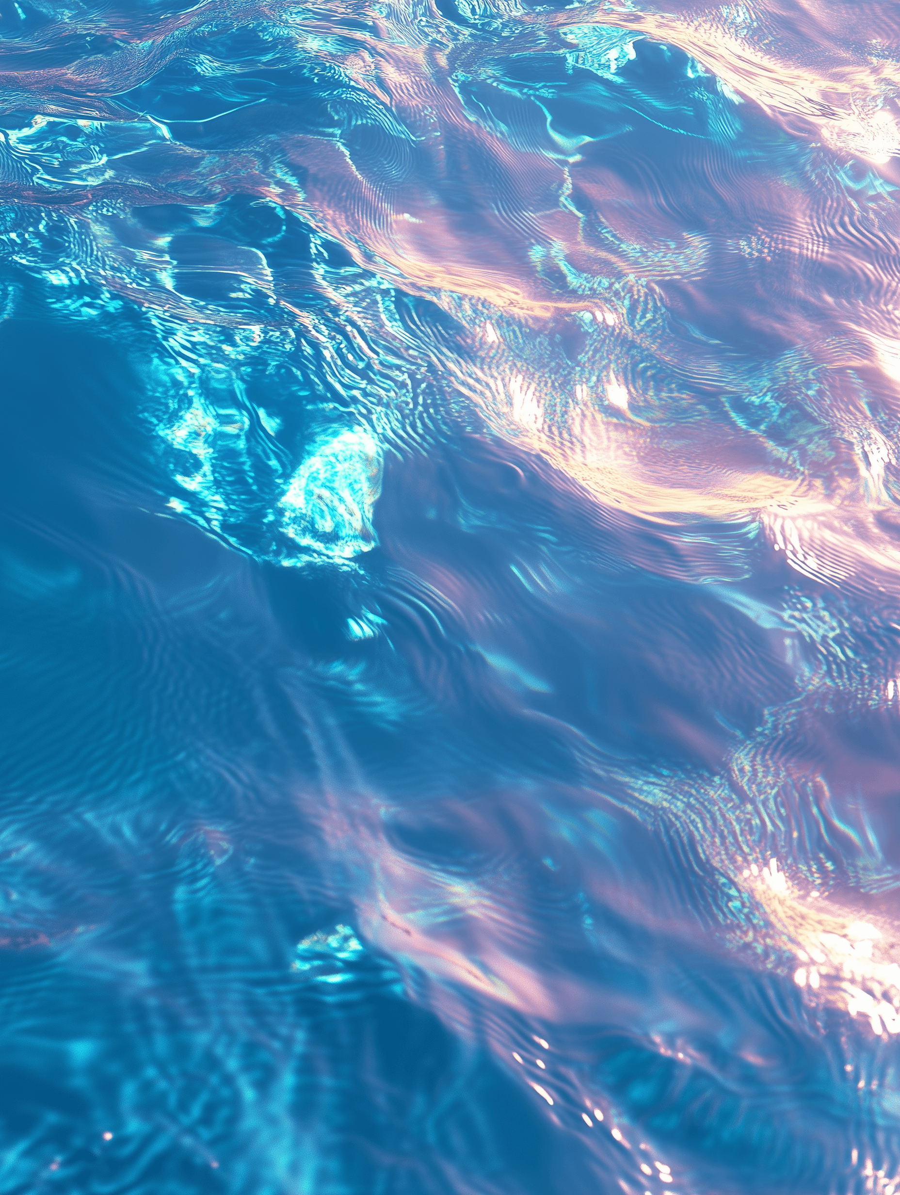 Iridescent water, and beautiful colors make for an eye-catching phone wallpaper., hyperrealistic, with light blue and purple colors, phone wallpaper