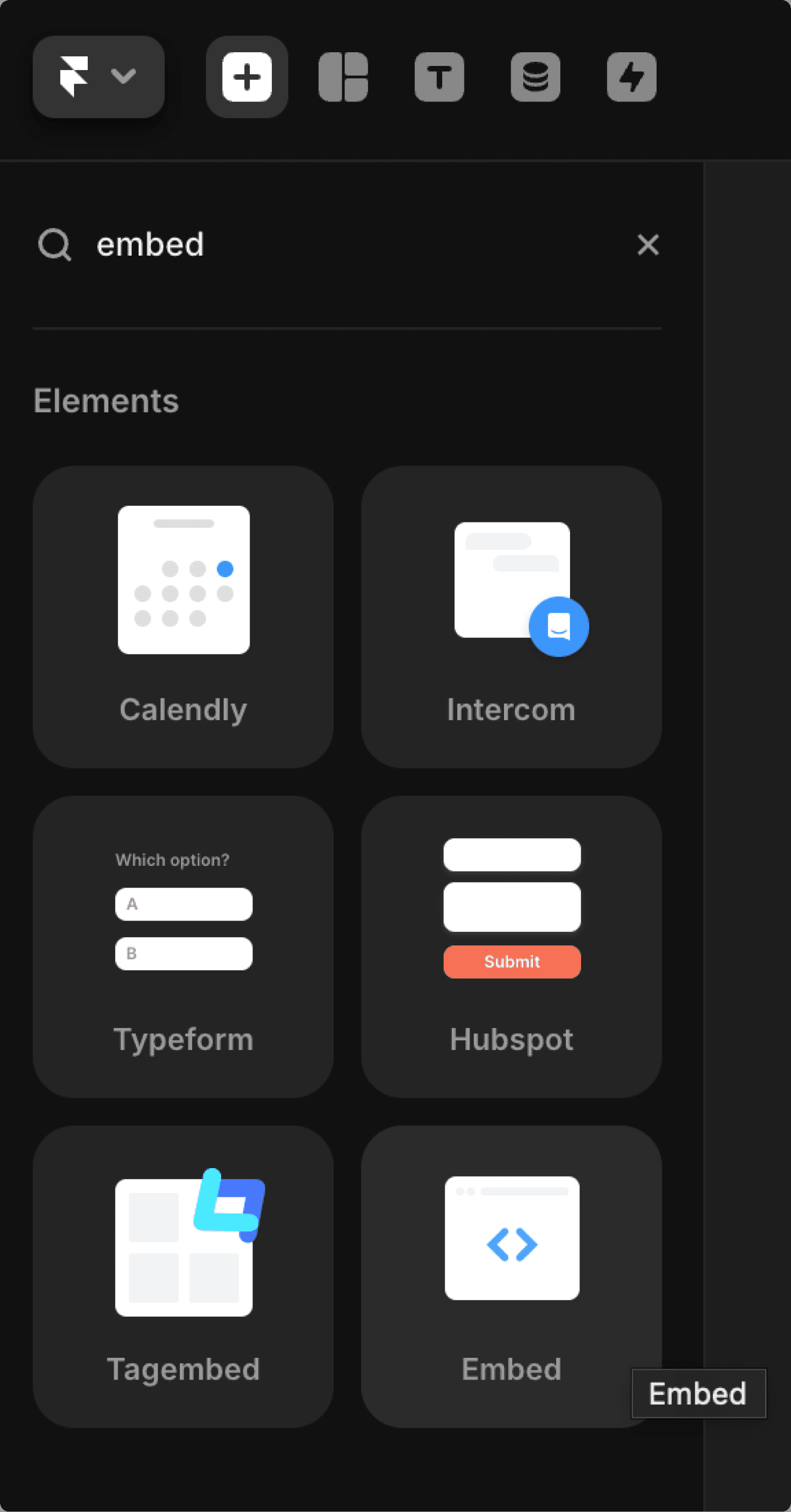 Inserting the Embed component on Framer