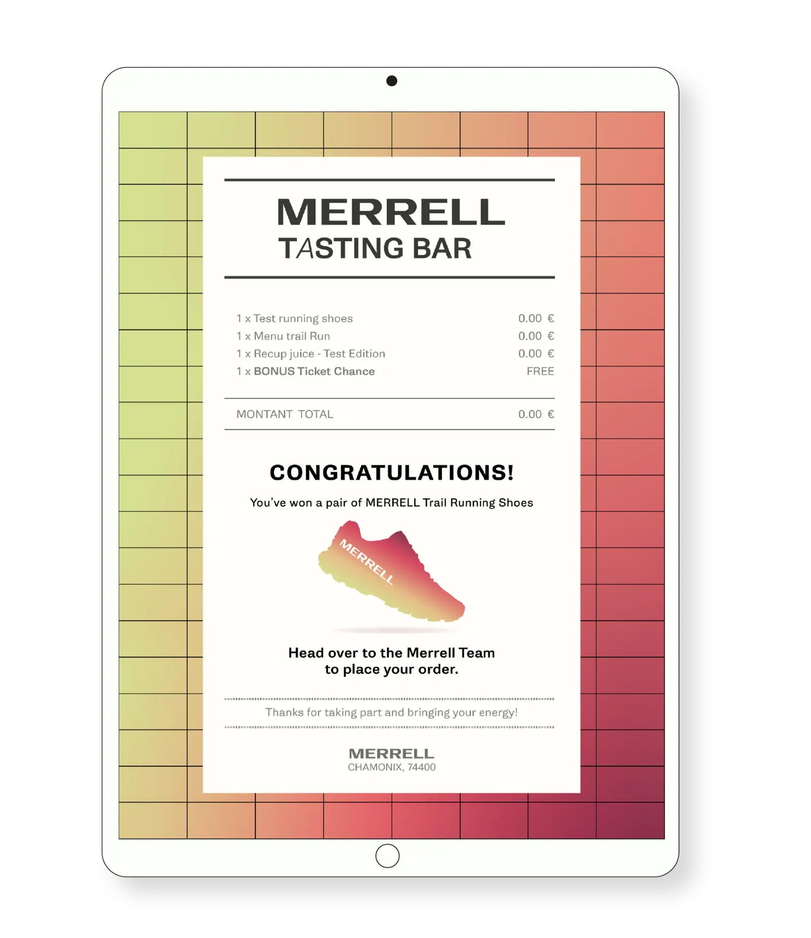 Mockup d'un menu