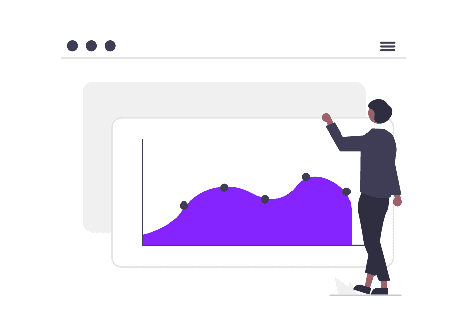 One person pointing at a graph on a wall