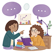 two kids speaking icon