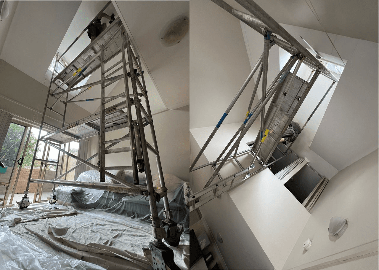 man standing infront of miter saw