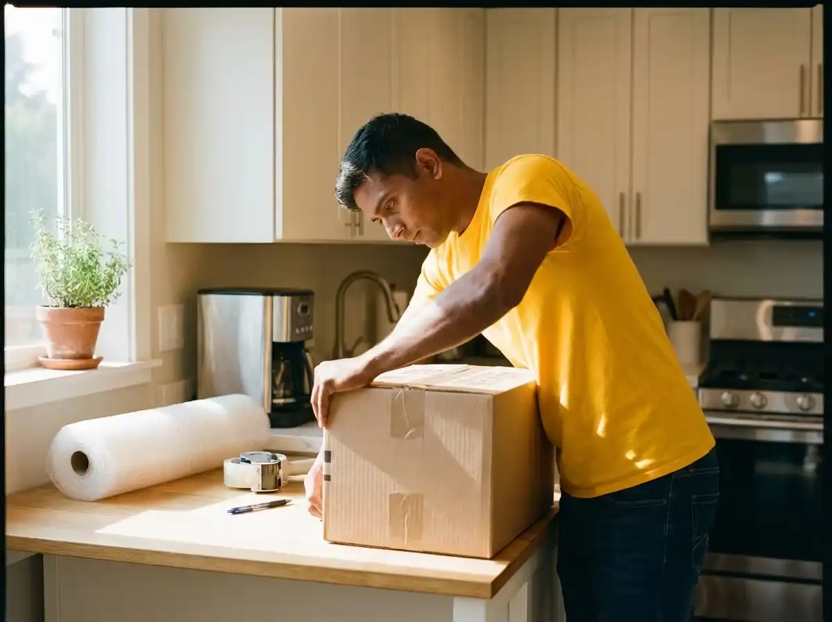 Zapt movers crew closing a box