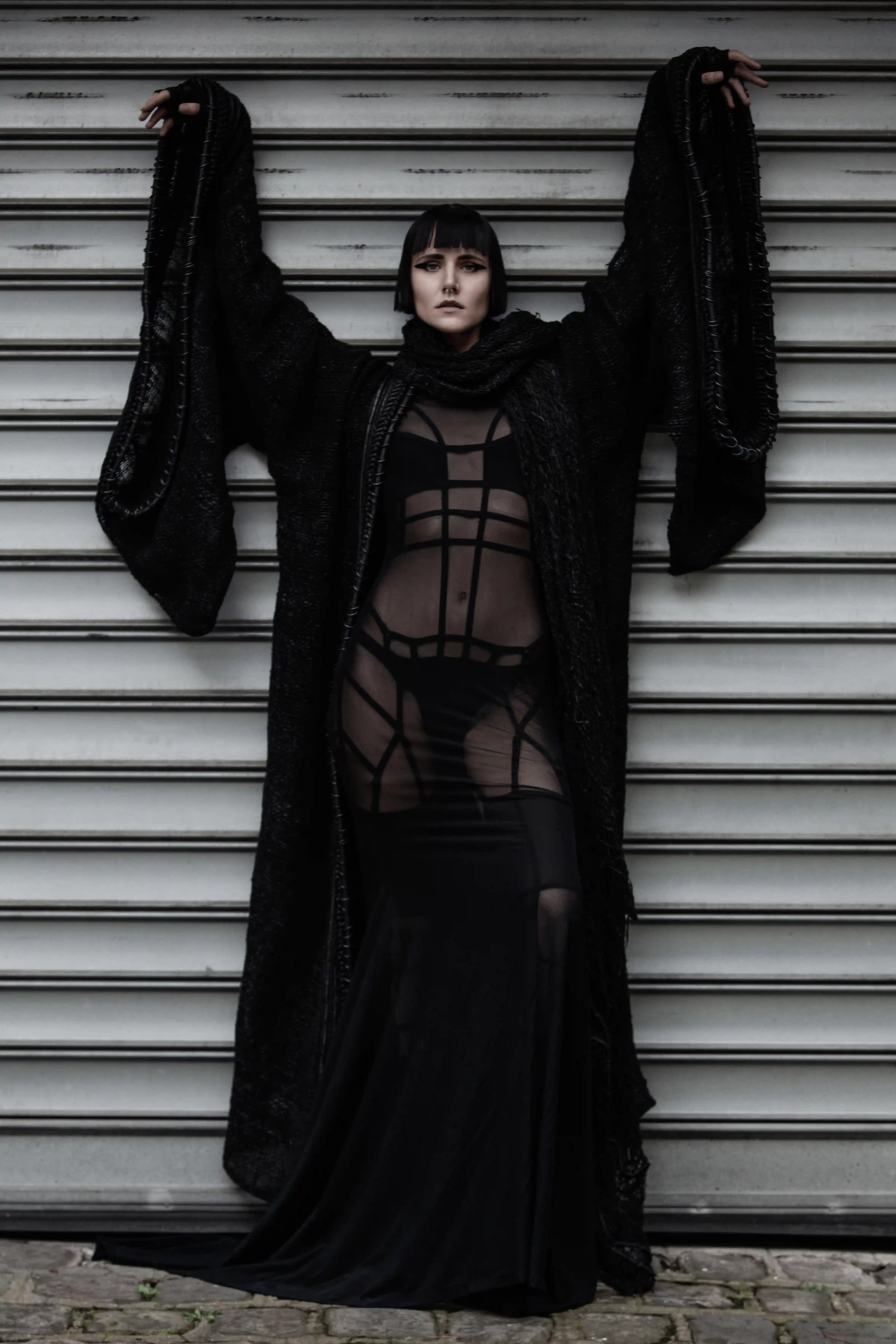 Gelareh model dressed  in all black