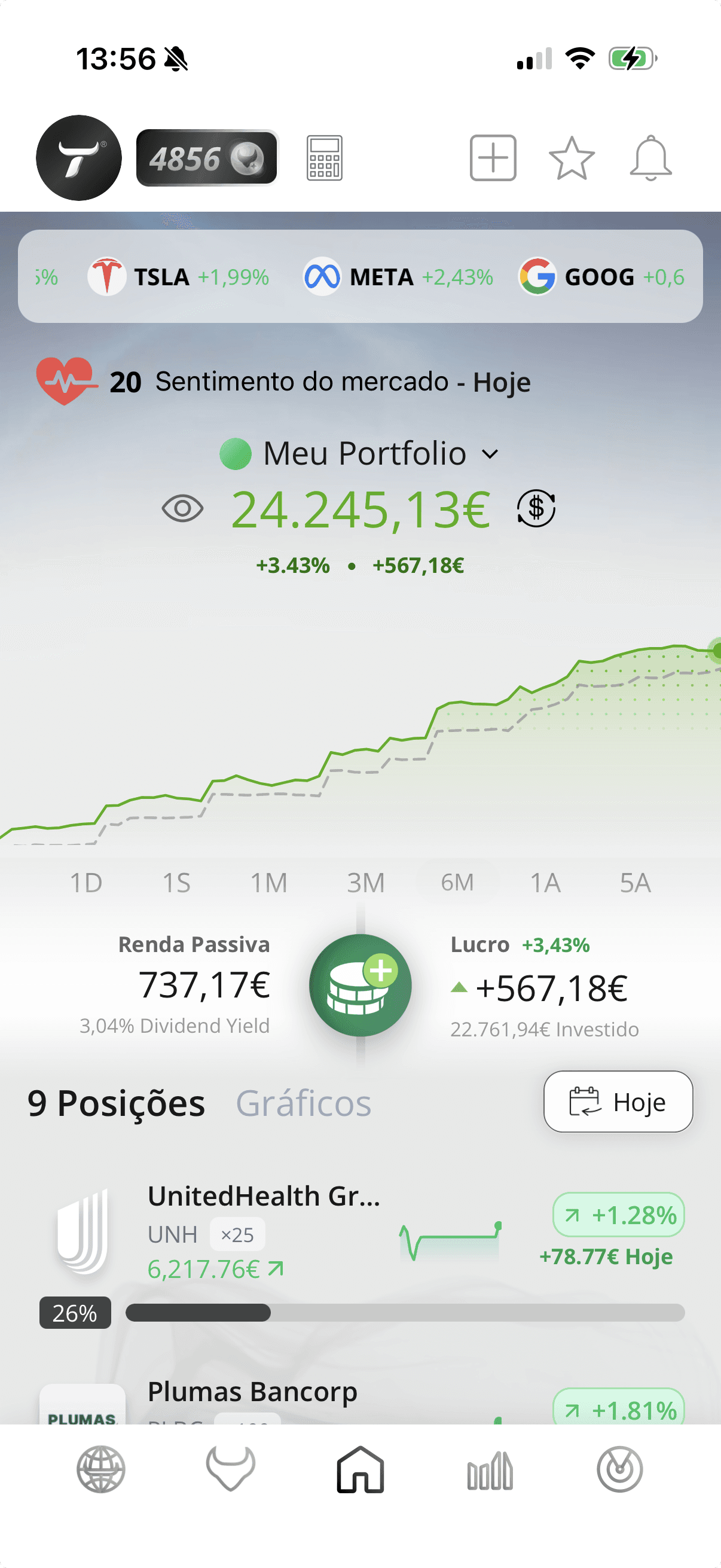 interface scroll down Travus perfil de exemplo