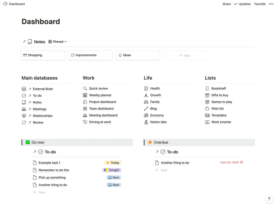 Free Notion Templates Minimalistic Dashboard All-in-one Workspace