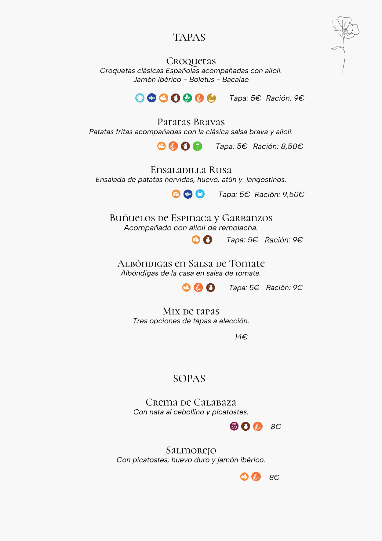 Diseño de las cartas de menú para Romancero restaurante, cuidando la legibilidad y la identidad visual