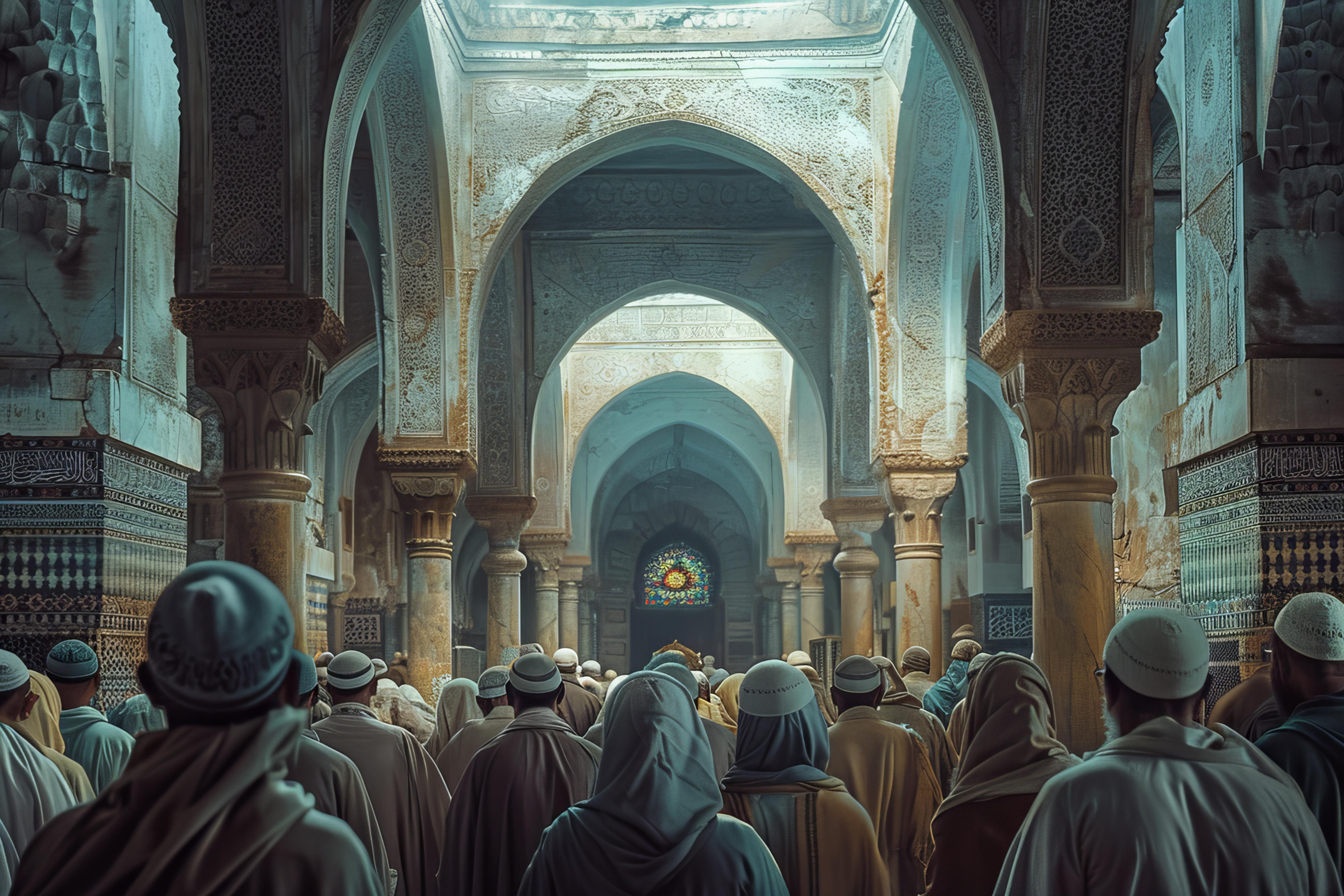 Landscape with a vineyard in rows leading to a building with a tower, rolling hills in the distance.