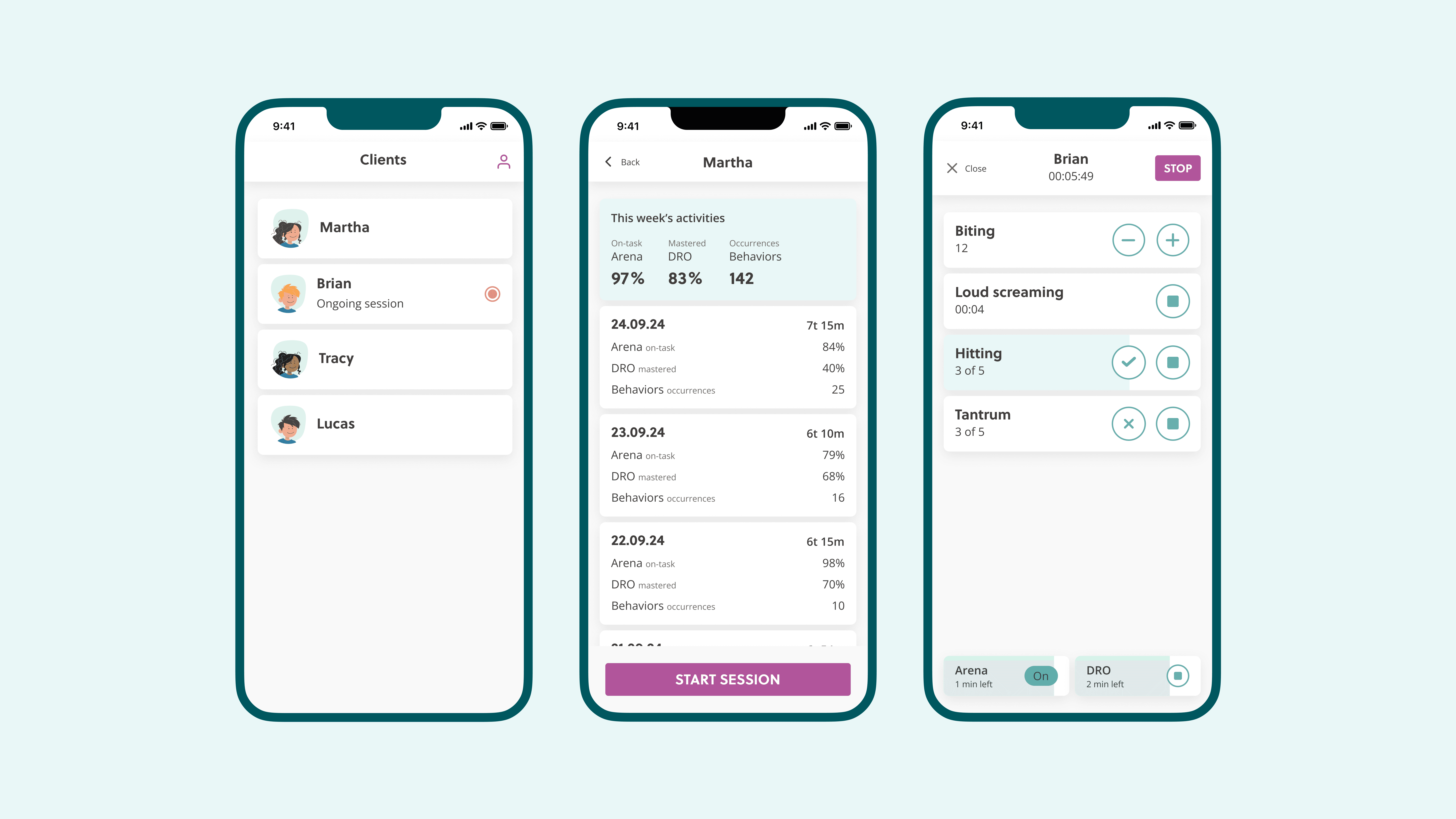 Screenshots of the app interface