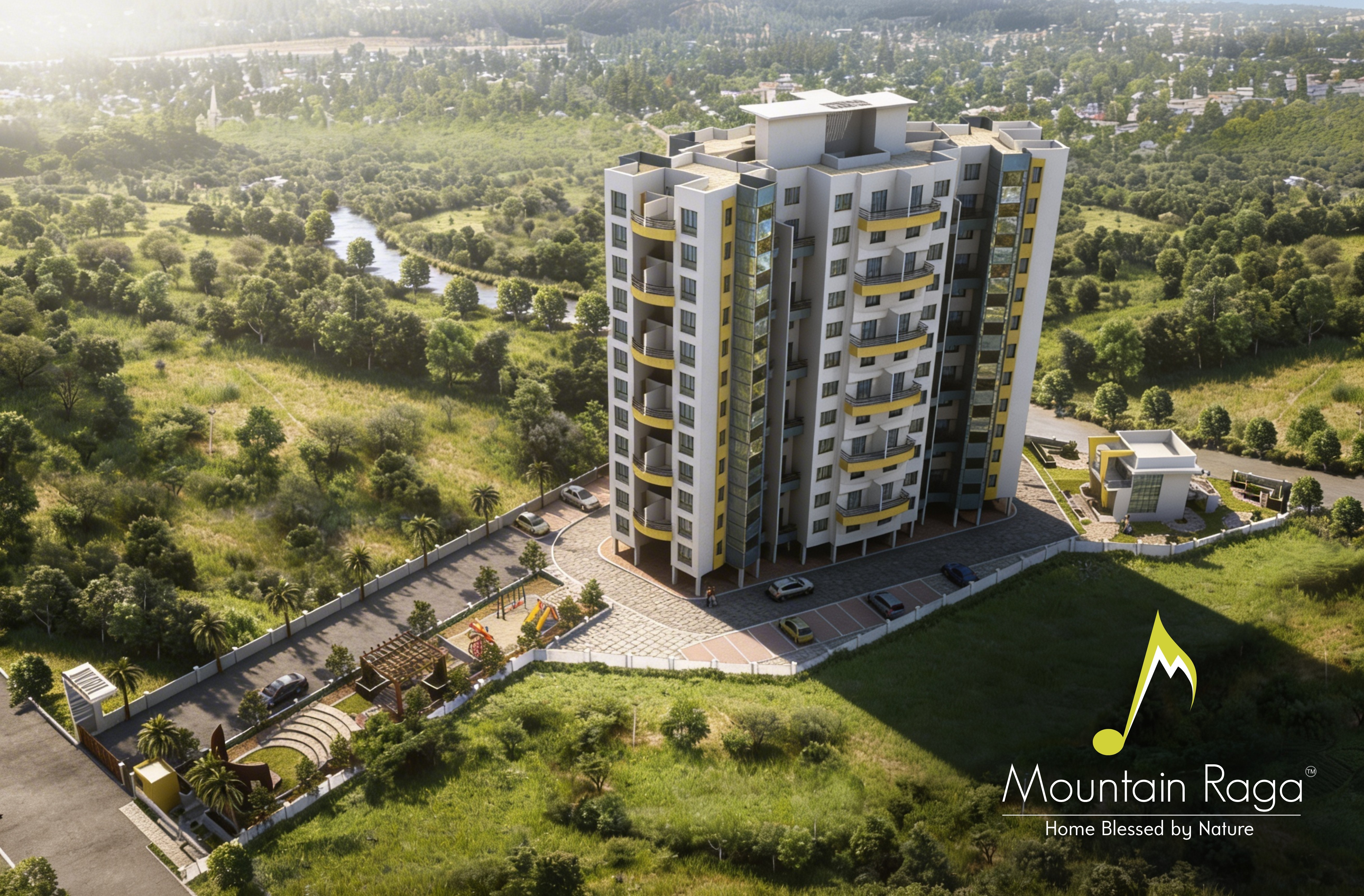 Mountaing Raga 2 and 3 BHK premium residential towers in Uruli Devachi Pune by Sahyadri Mountain Buildcon