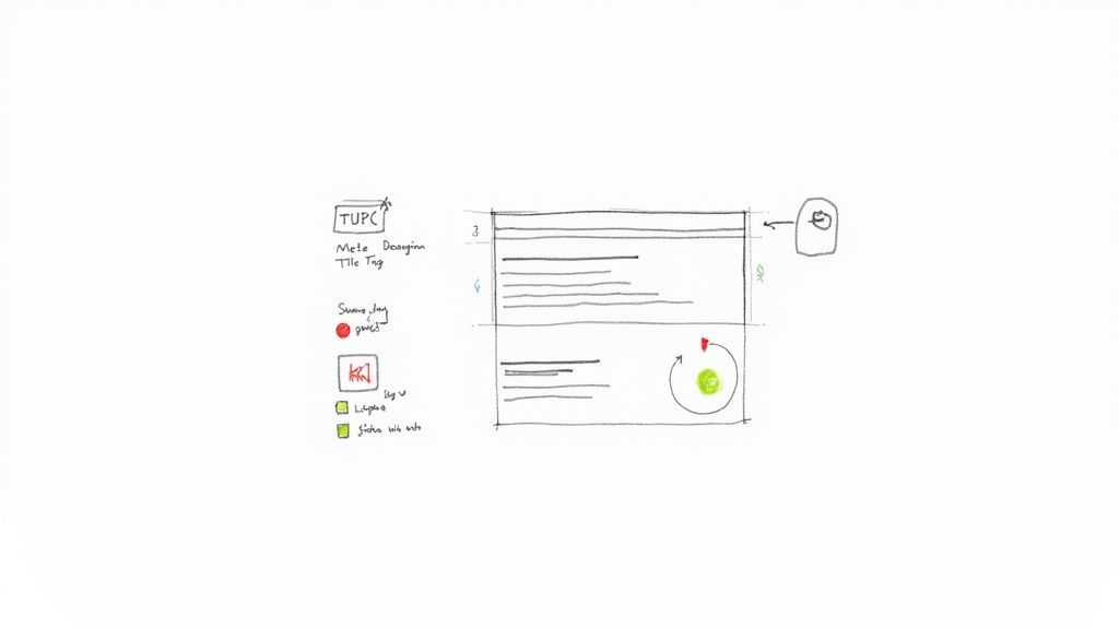 A person checking a list of technical SEO elements on a digital screen
