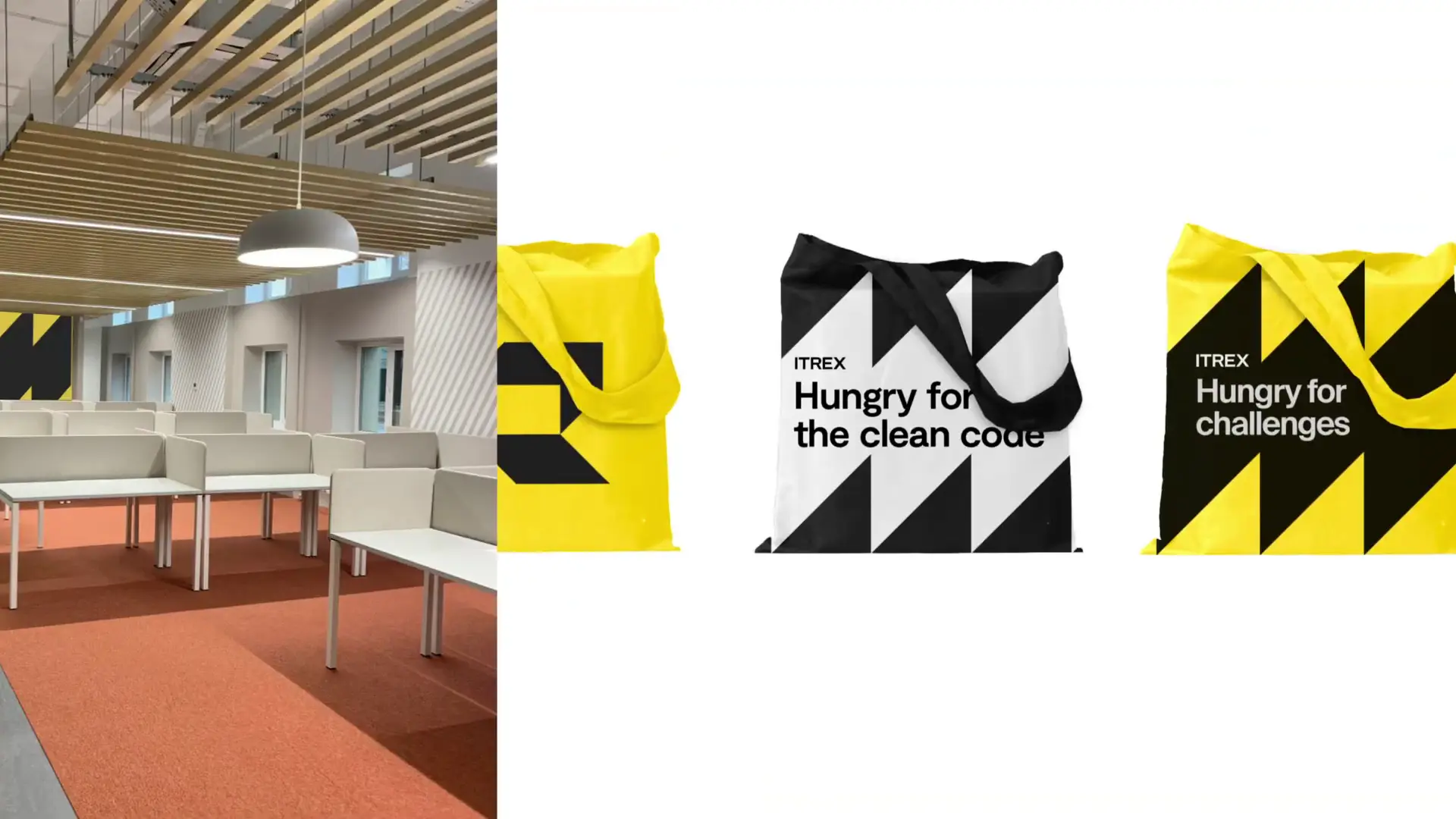 The itrex company office and the company's packages in the form of mockups