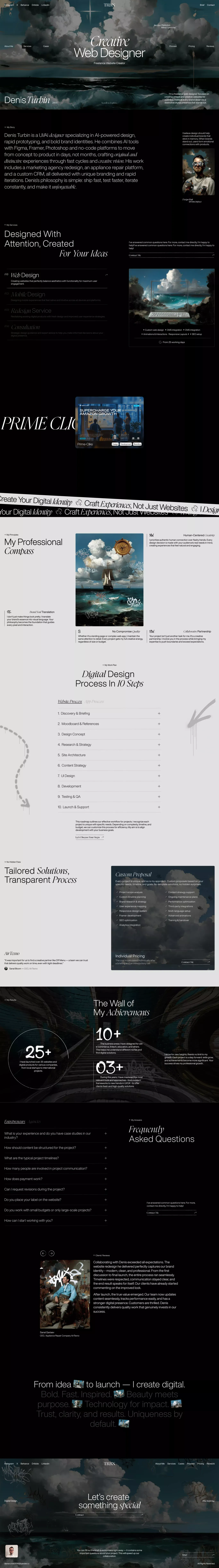 Denis Turbin portfolio page screenshot showcasing Design design