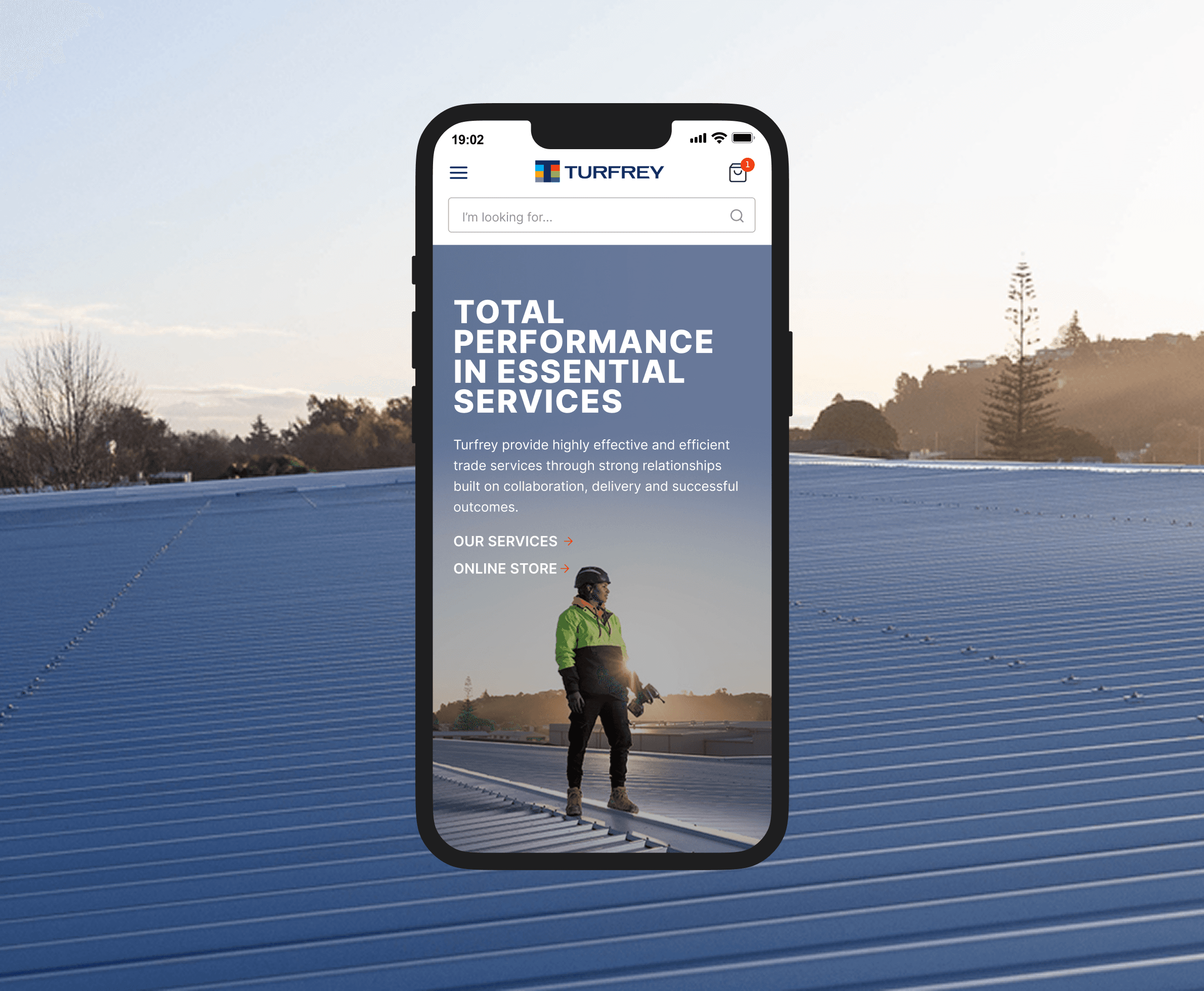 Homepage of Turfrey on Mobile