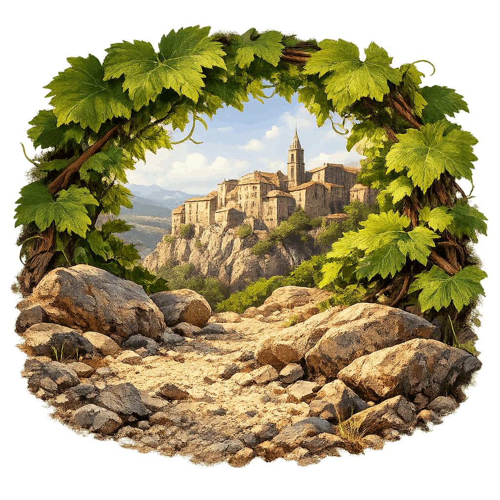 Detailed graphic of the Sartène wine region.