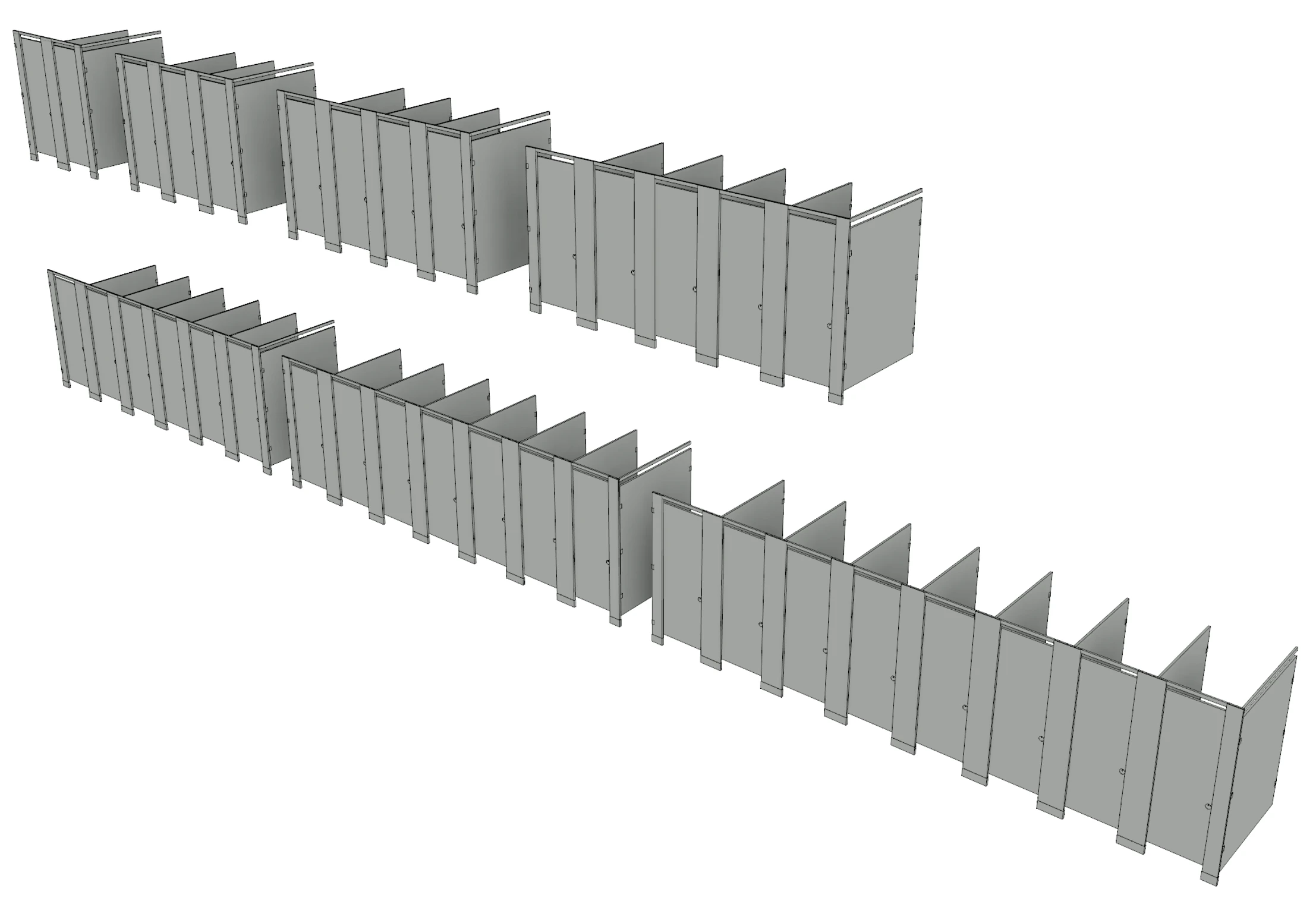 Various types from the left run WC stall family defined by number of stalls.