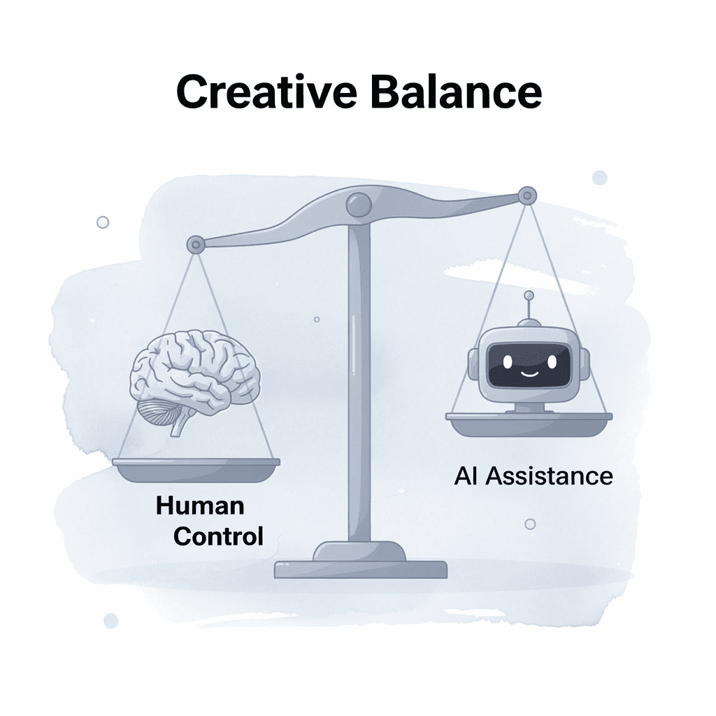  Balance scale showing human control versus AI assistance