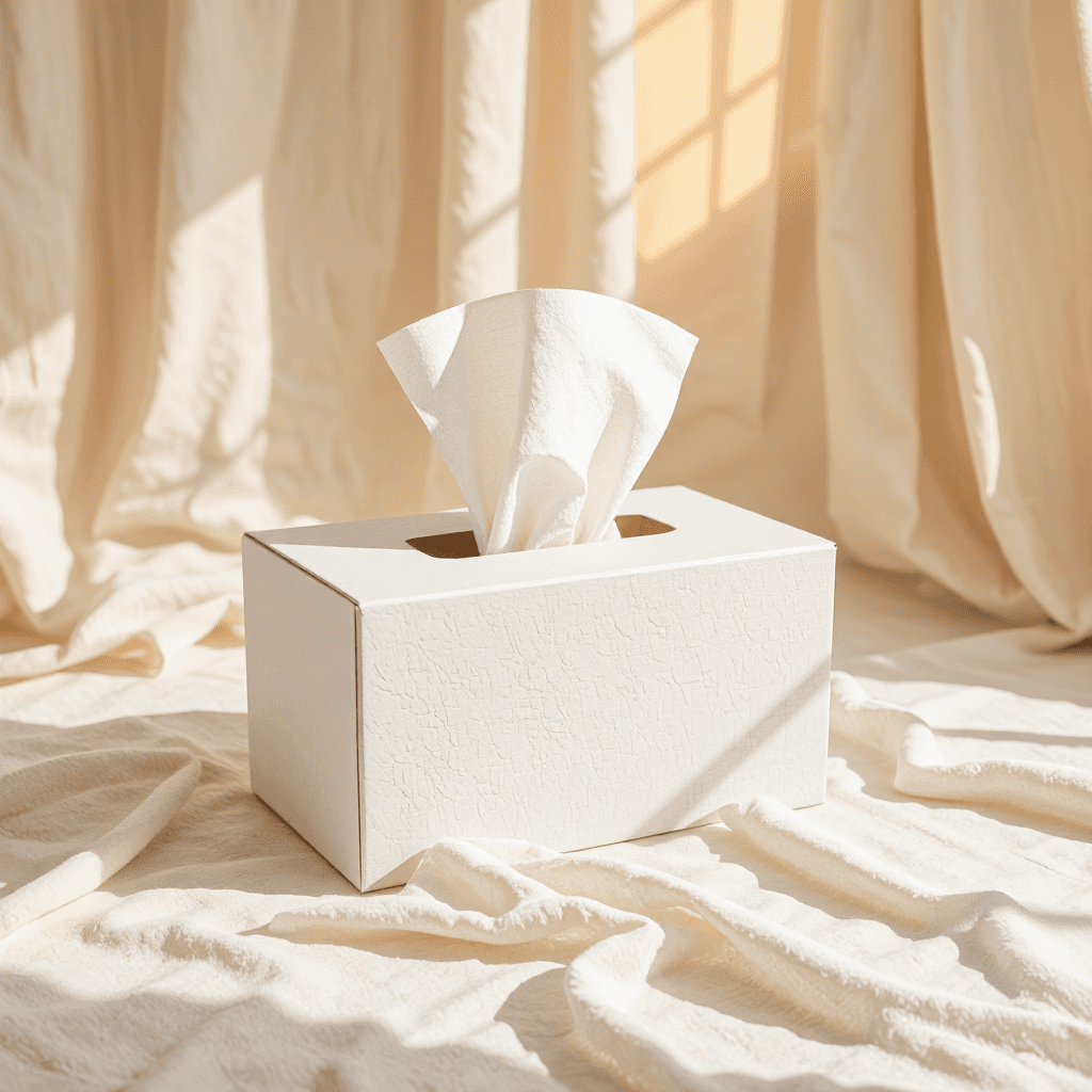 product photography of box of disposable towels, used for cleaning and personal care