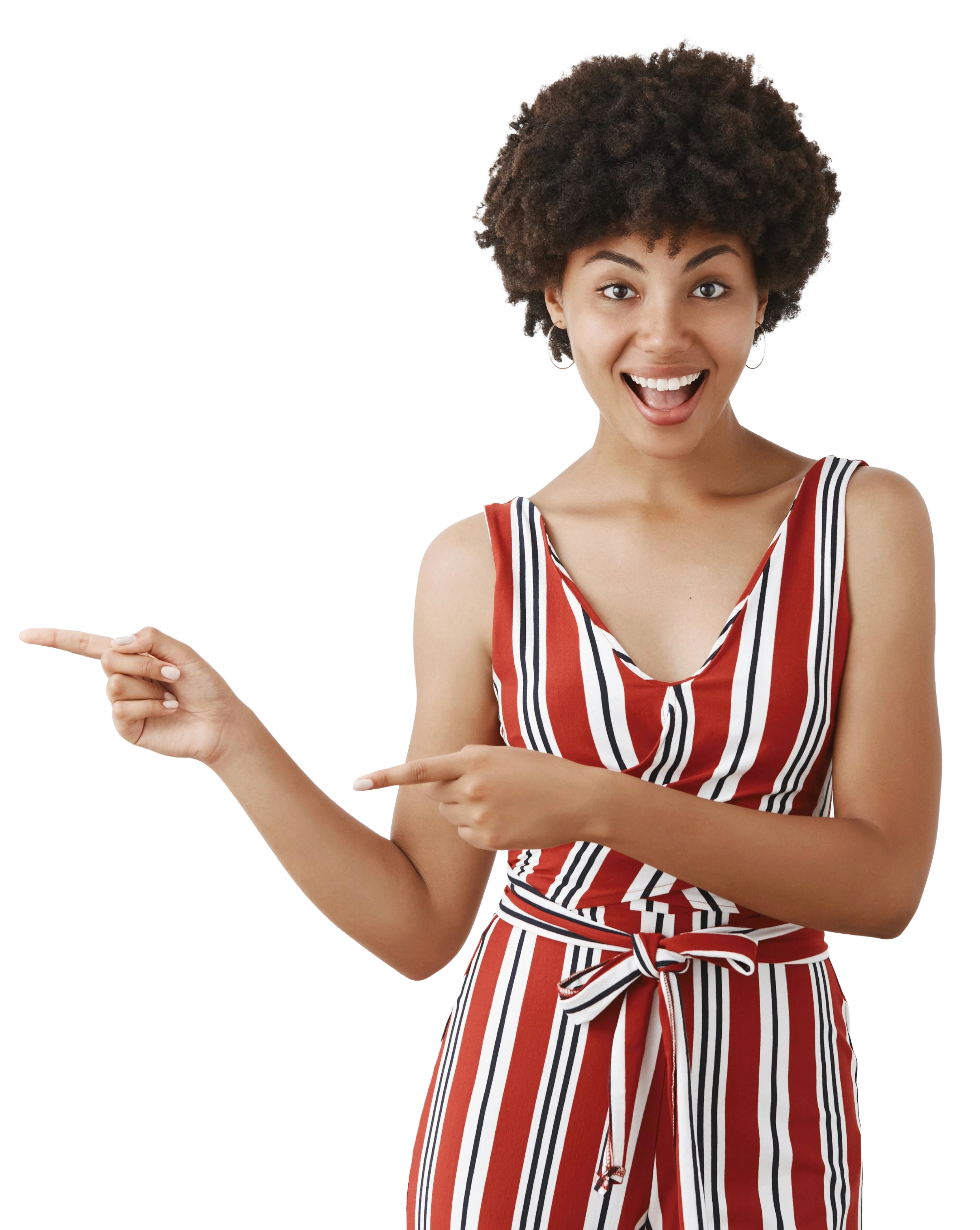 femme pointant du doigt