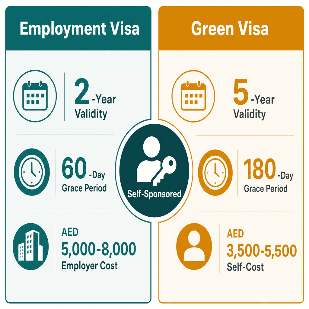 Infographic: Green Visa vs Standard Employment Visa in UAE: Which is Better?