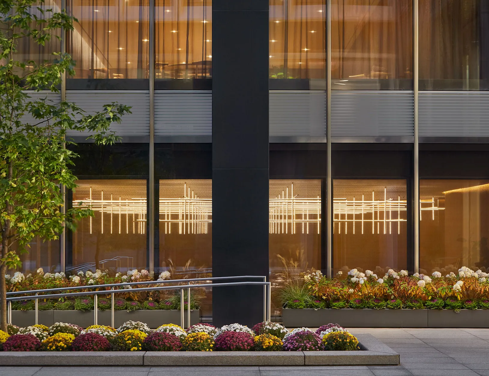 Bespoke bauble glass window dressing with uplighting for sparkle and shimmer