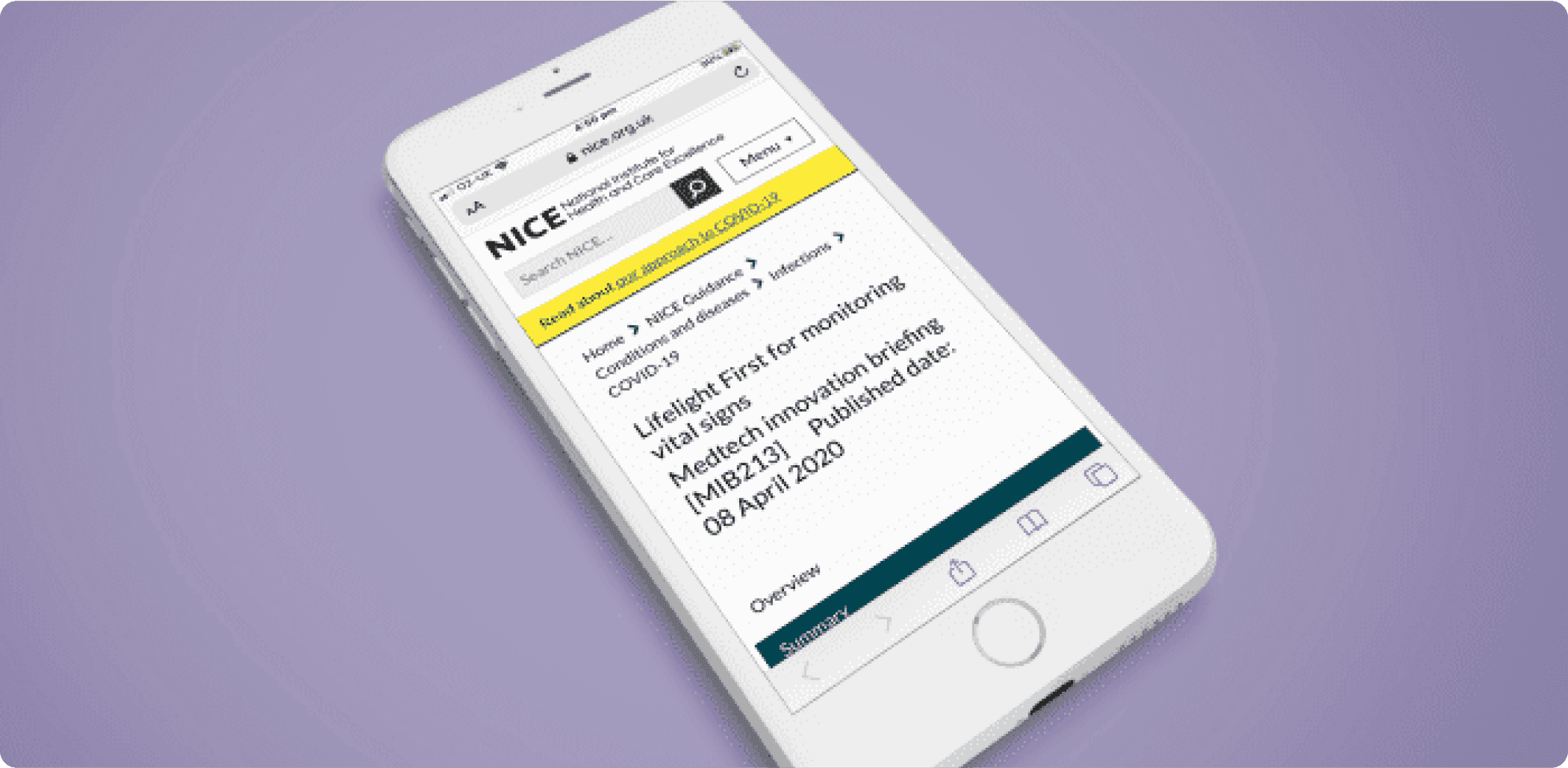 Mobile phone displaying this paper on its screen