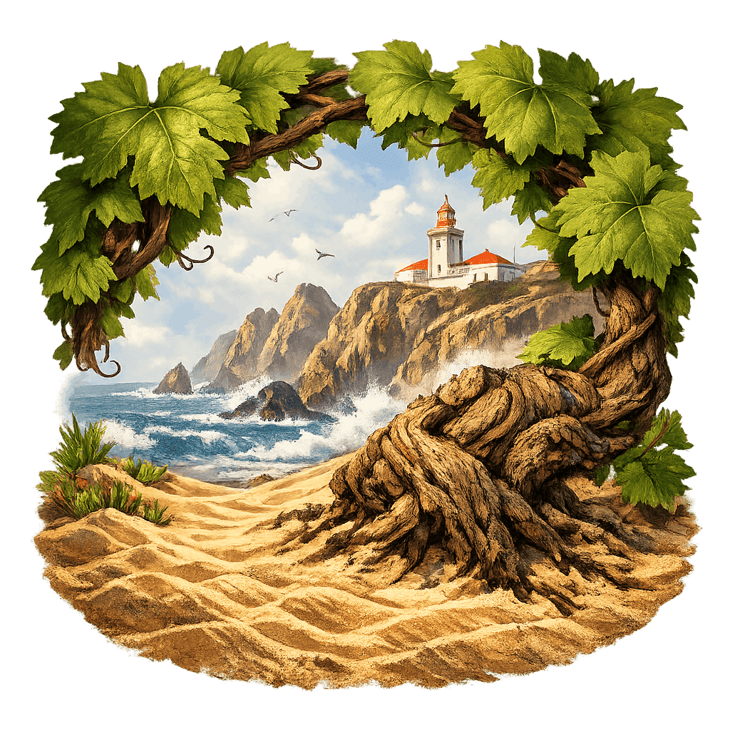 Detailed graphic of the Colares wine region.