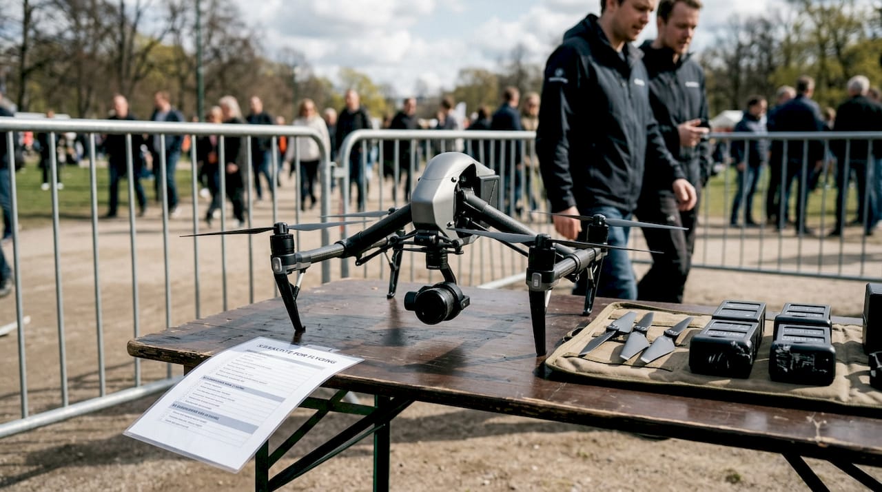 Vi har profesjonelle droner og alt nødvendig utstyr klart til arrangementet.