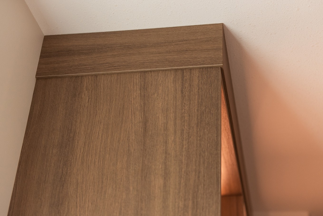 Closed view of custom closet paneling