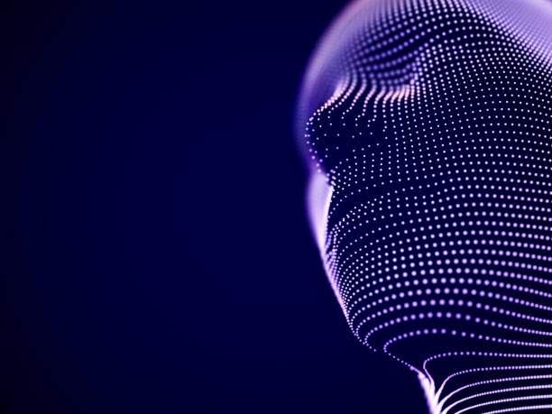 Female scientist in gloves using a microscope beside test tubes, with overlay text about merging biotech, AI, and human-centric research.