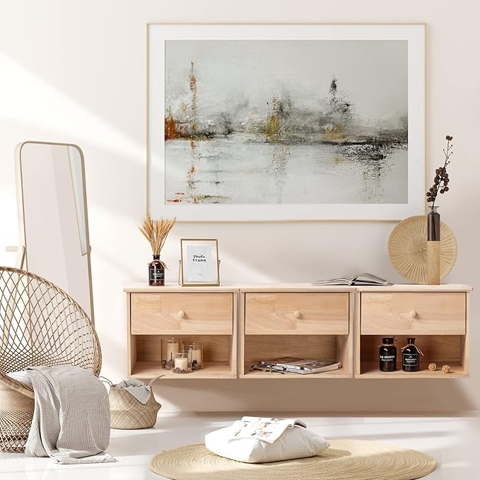 Solid wood floating nightstand – A stylish and functional furniture piece, perfect for any modern home.