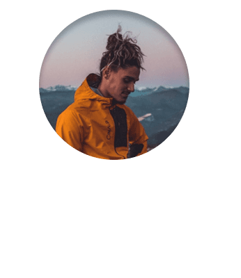 Image of person in yellow hat and backpack in avatar circle