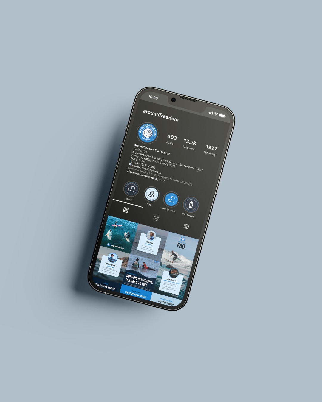 AroundFreedom Surf Mini Visual Identity Social Media Feed