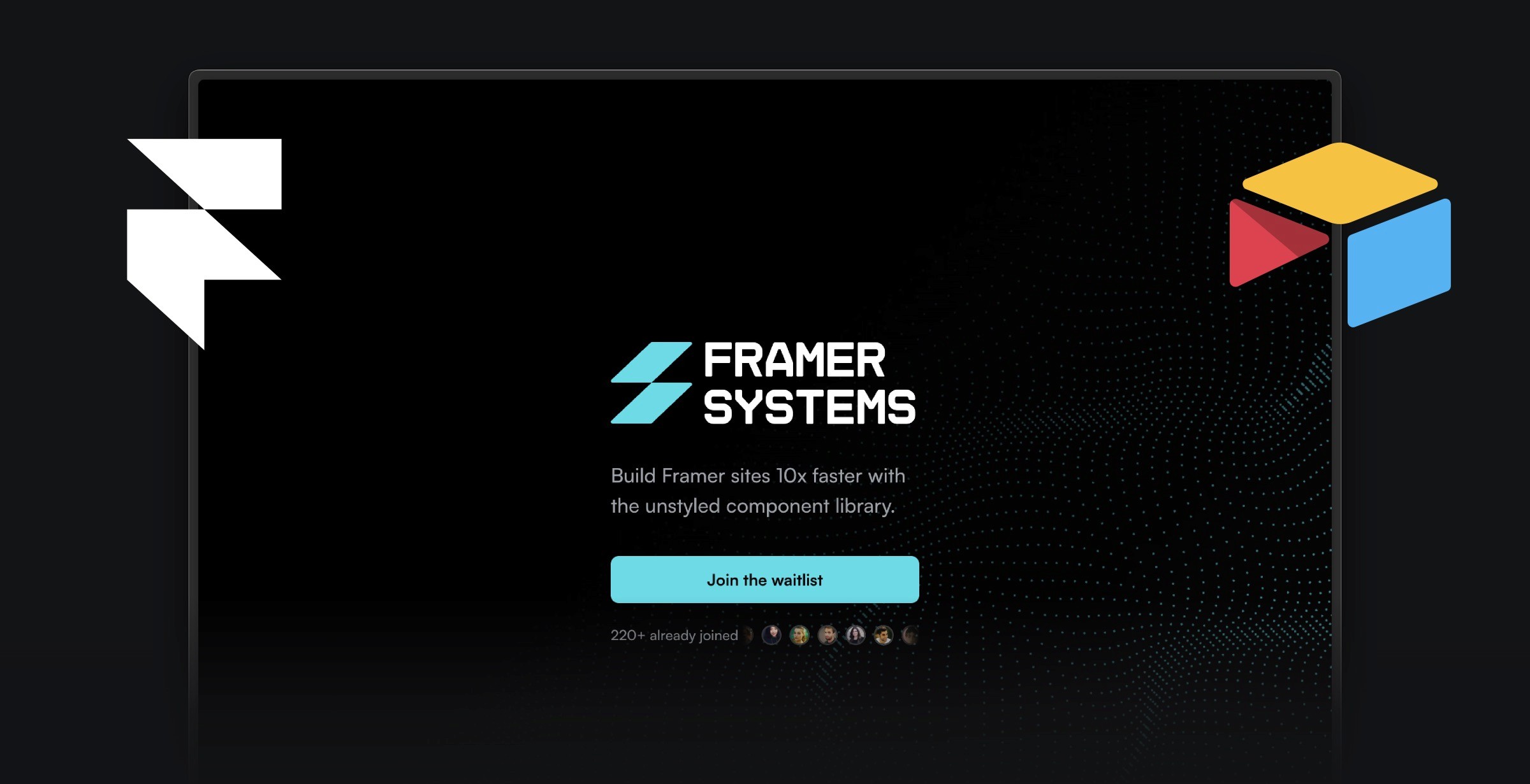 Framer Systems promo with Airtable integration and waitlist invitation