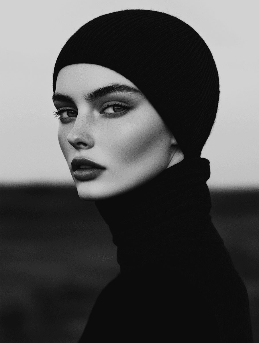 beauty woman on black and white portrait