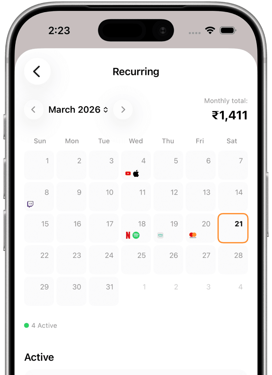 Gold iPhone showing a habit tracker app home screen with four cards for journaling, hydration, and meditation progress, on a light grey background with minimal UI.