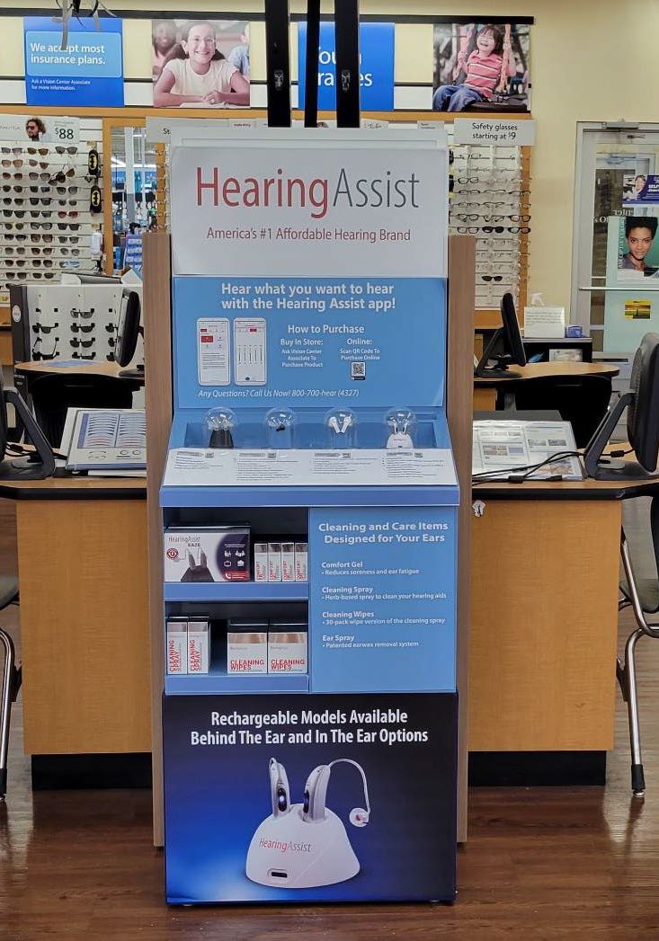 Historical HearingAssist Walmart Vision Center floor display