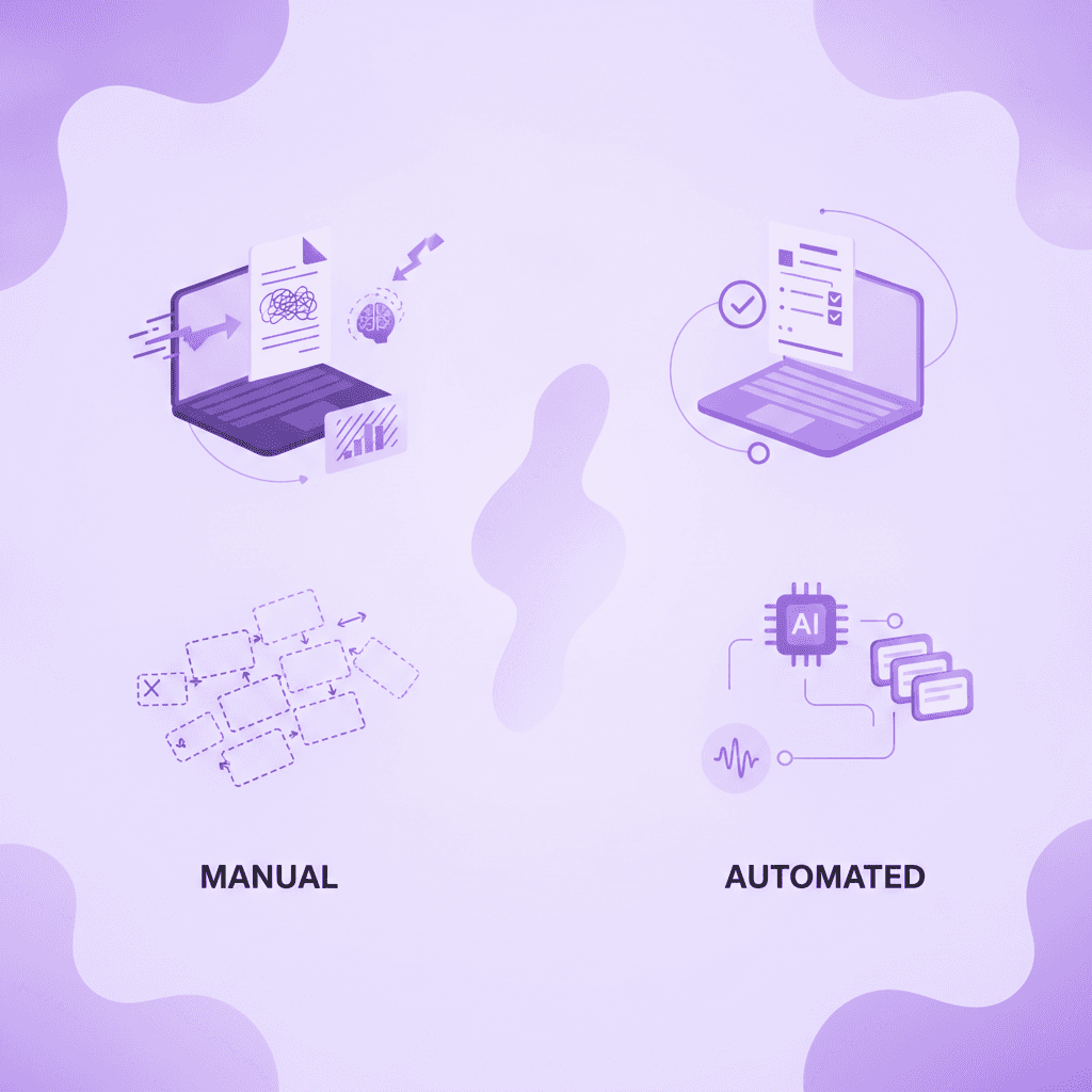 Comparing manual note taking with an automated free notes maker during a fast lecture
