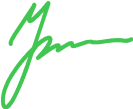 A signature is set against a transparent background.