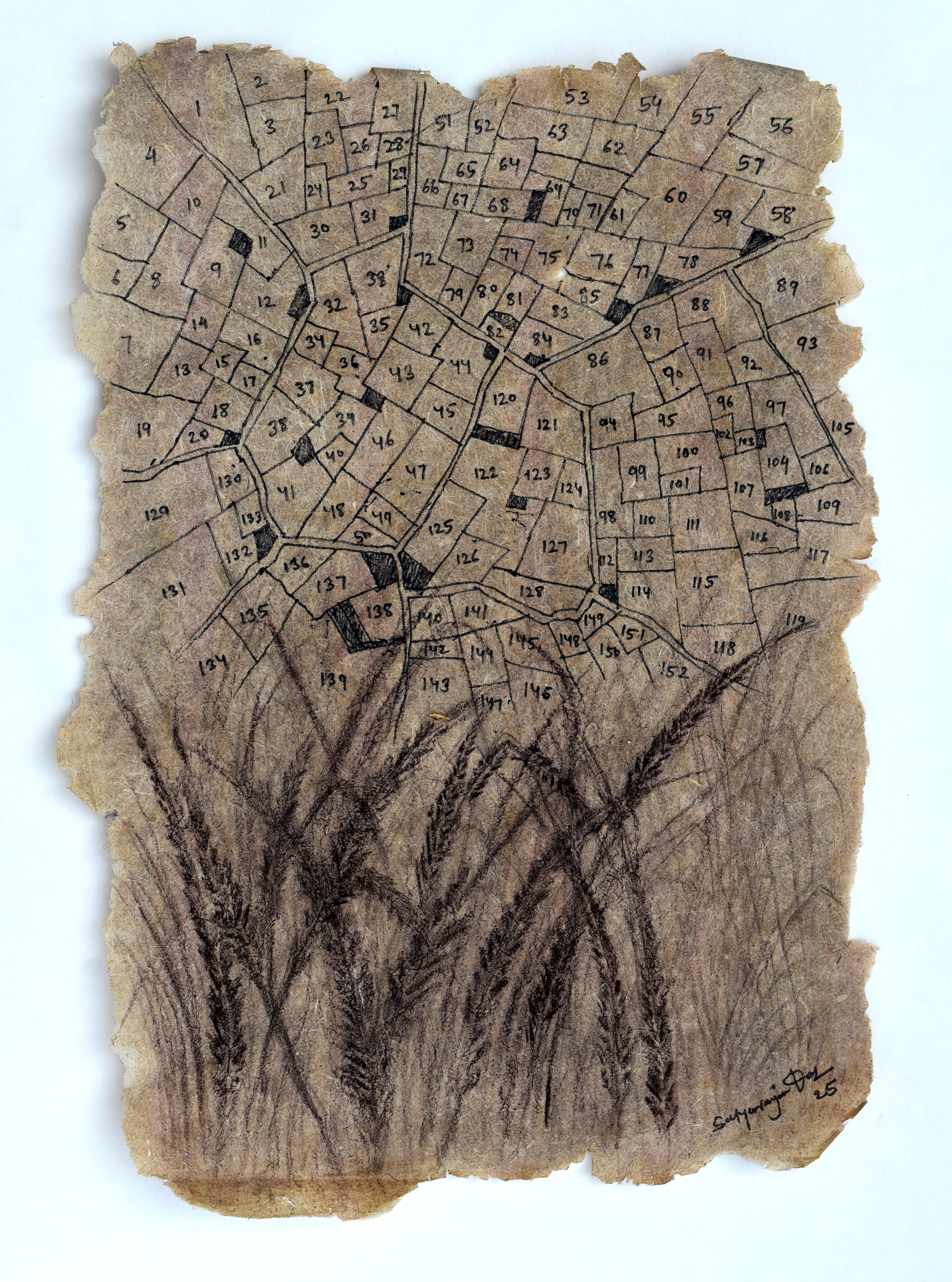 herd of sheep on road painting